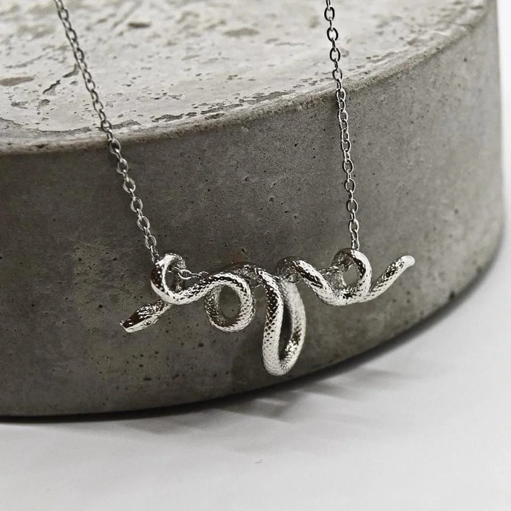 Wrap Around Silver Snake Necklace